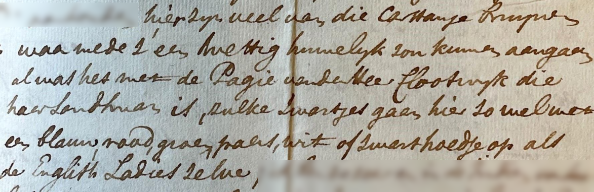 Passage uit een van brief Joan aan Arnout over Sitie’s mogelijke komst naar Londen<br />
<br />
