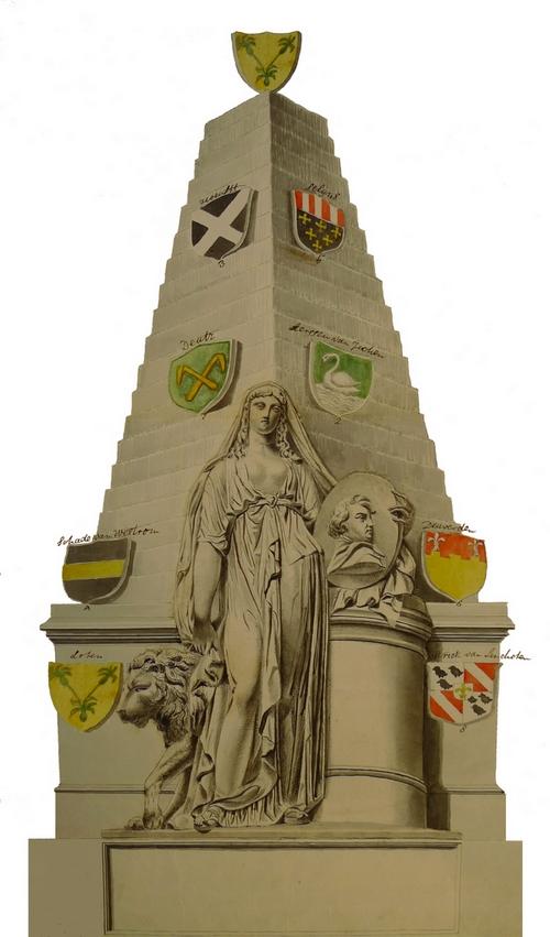 Aquarel van het grafmonument van Loten in de Westminster Abbey 