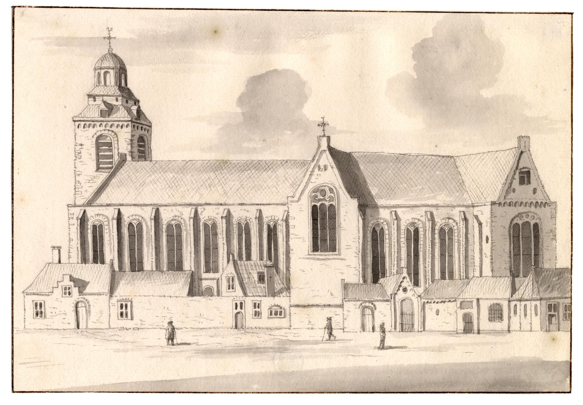 Tekening van de Buurkerk door L.P. Serrurier