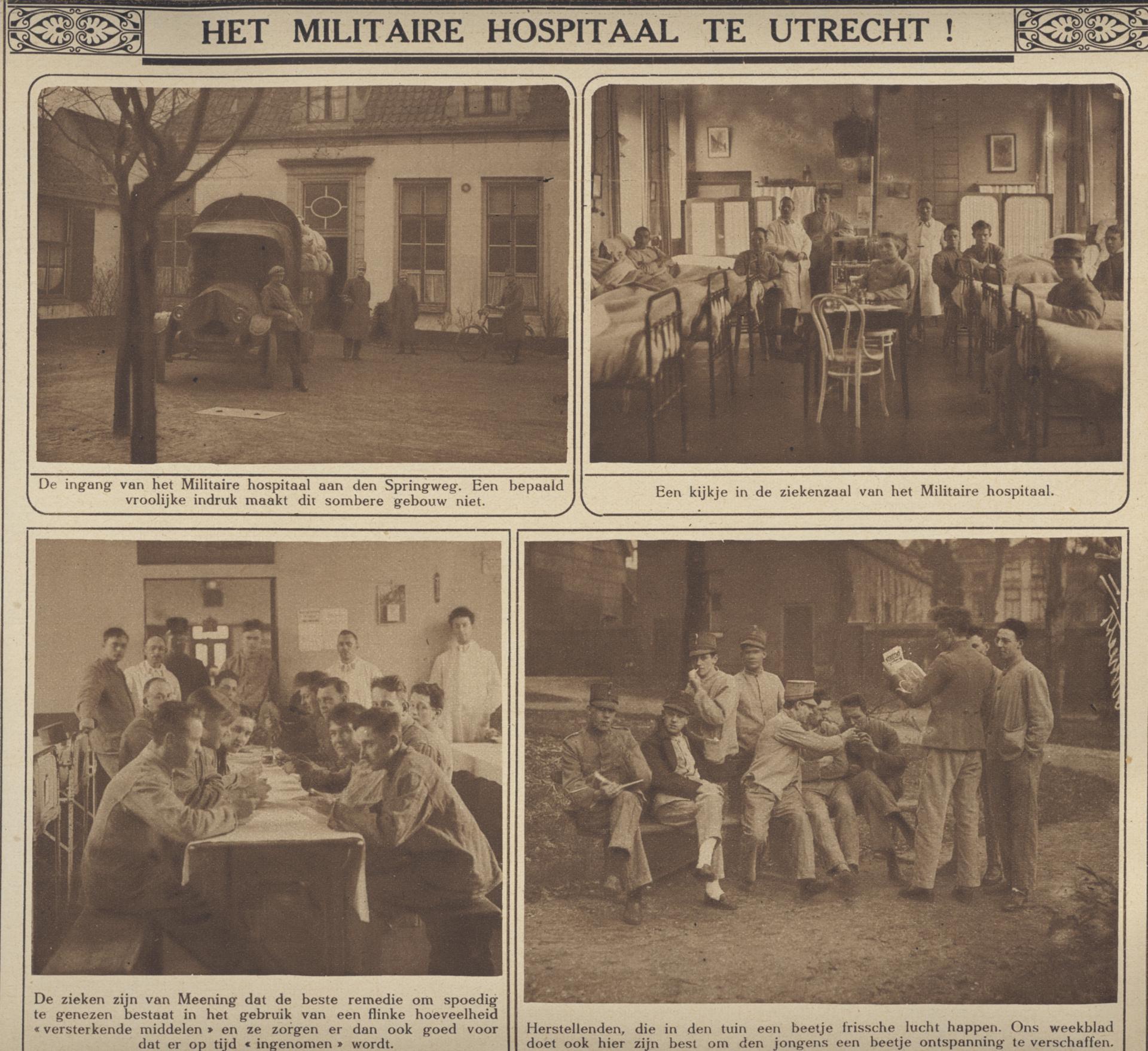 Collage van 4 foto&#039;s betreffende het Militaire Hospitaal aan de Springweg te Utrecht.