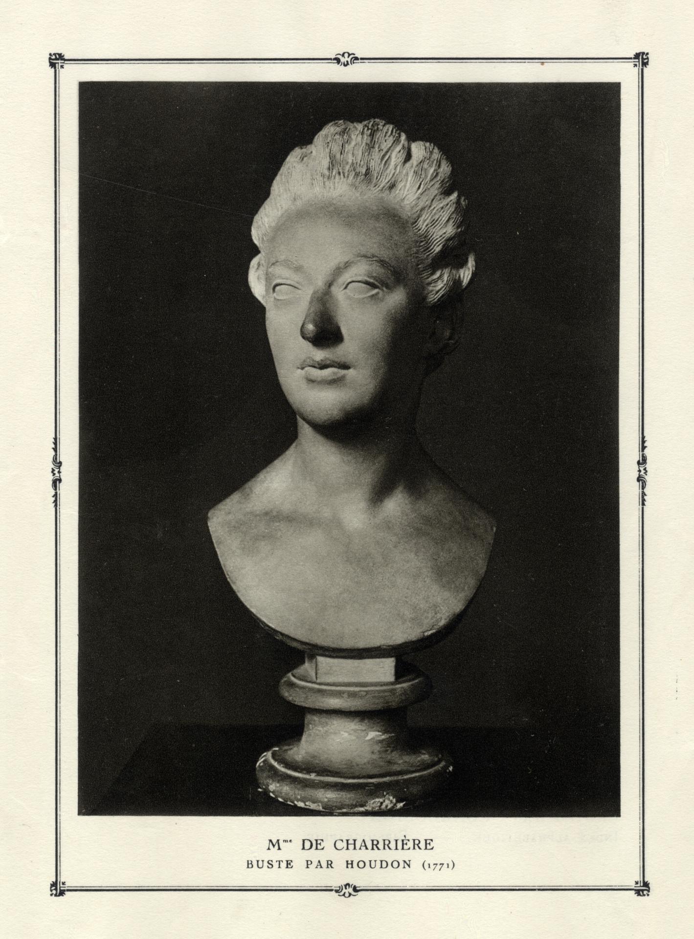Fotoreproductie (lichtdruk) van een portretbuste van J.A. Houdon uit 1771. De buste bevindt zich in het Historisch Museum van Neuchâtel.