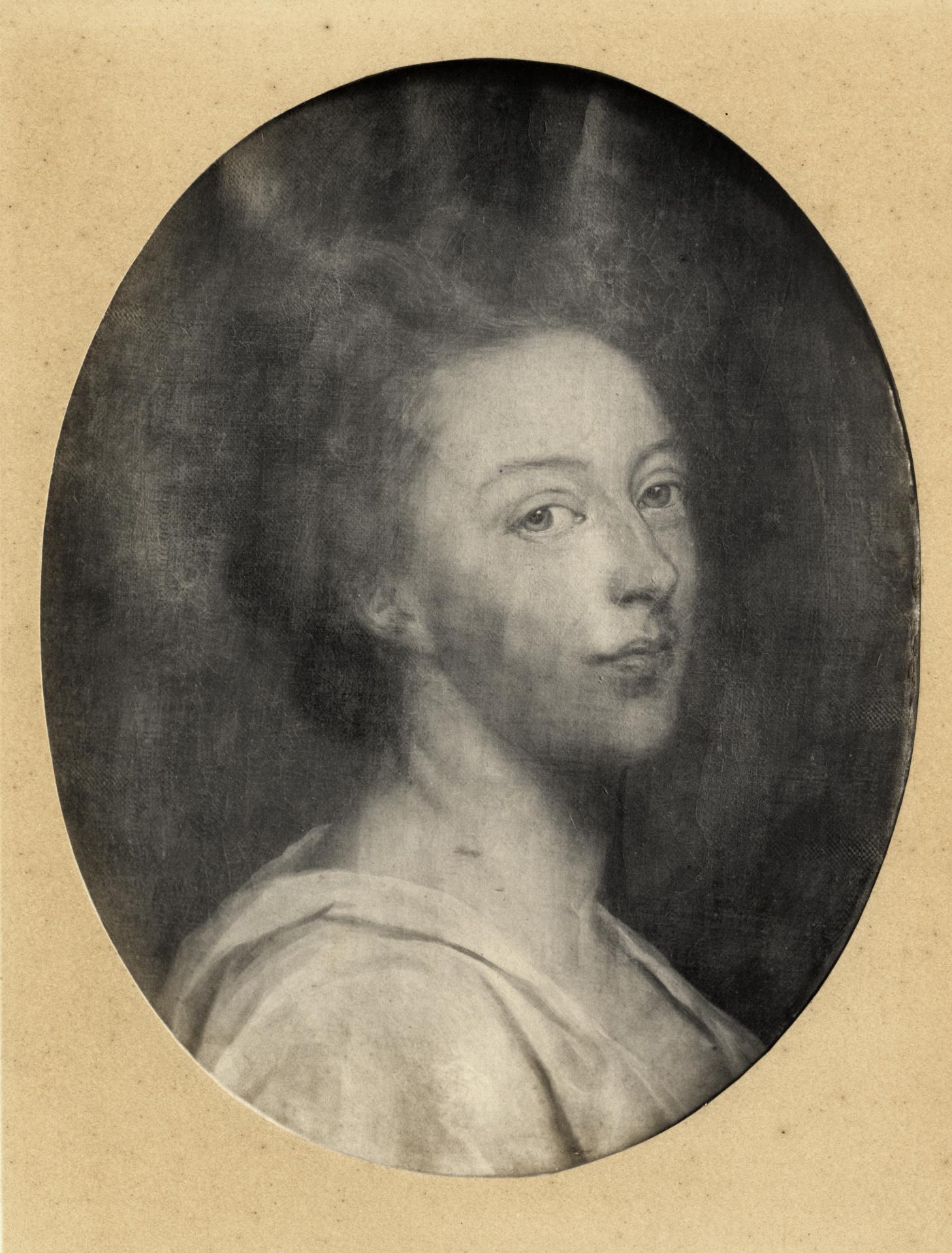 Gedrukte reproductie (platinotypie) van W.G. Baer, begin 20ste eeuw, van een portret van J. Maurer uit ca. 1770. Het portret bevindt zich in Slot Zuylen. Dit portret is vrijwel identiek aan het portret van J. Hubert.