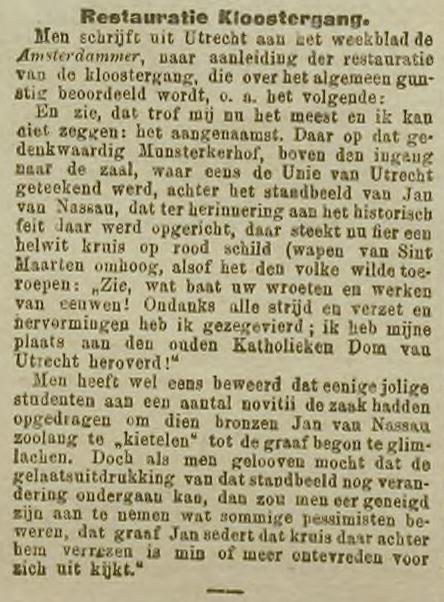 Jan van Nassau - studenten kietelen - Utrechtsch Nieuwsblad, 1895-10-21; p. 3