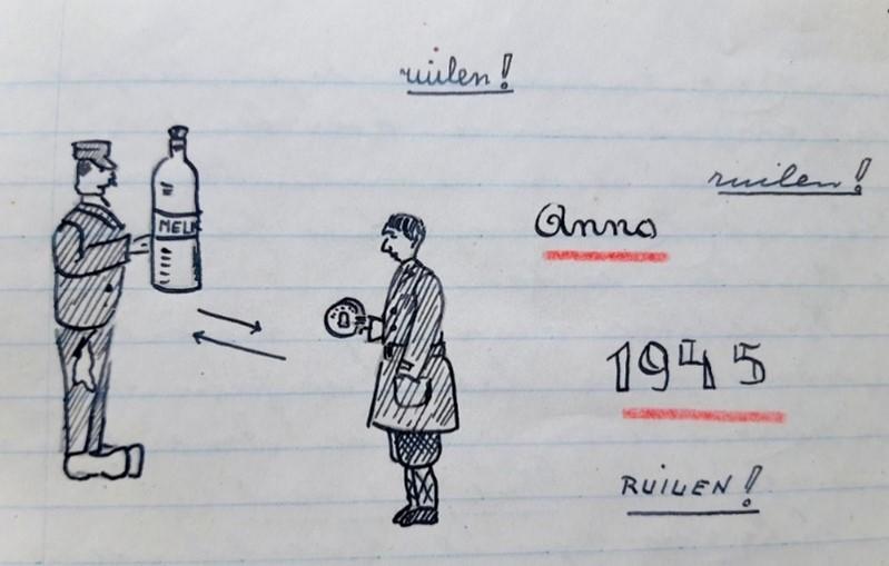 Een tekening uit Barts dagboek.